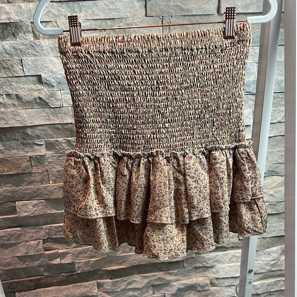 Vici Tan Smocked Bubble Mini Skirt